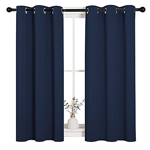 Image of NICETOWN Blackout Draperies Curtains, All Season Thermal Insulated Solid Grommet Top Blackout Curtains /Drapes for Kid's Room (Navy, 1 Pair, 34 x 45 inches)