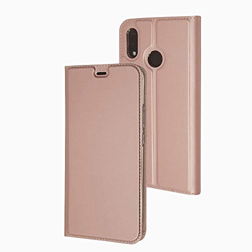 MTRONX para Funda Huawei P20 Lite, Cierre Magnetico Folio Cover con Soporte Plegable y Ranura para Tarjetas, Carcasa Case Caso Flip Suave TPU Delgado Billetera Piel - Oro Rosa(MA-RG)
