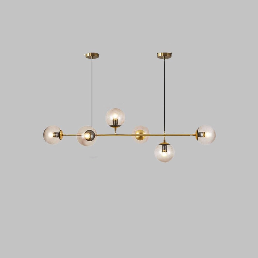 KXEcoLife Modern 6-Light Pendant Lamp with Globe Shades - Adjustable Glass Chandelier, E27, Nordic Design, Ideal for Kitchen Island & Lighting