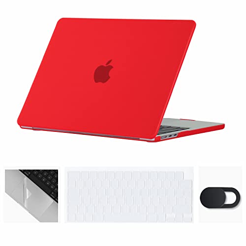 Se7enline Compatible with MacBook Air 13.6 inch Case M4/M3/M2 2022-2025 for Mac Air 13-inch A2681/A3113/A3240 Laptop Hard Shell Case with Keyboard Cover & Webcam Cover & Trackpad Protector,Red