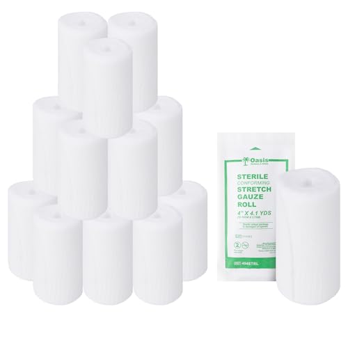 Oasis Conforming Stretch Gauze Bandage, 96 rollos | Venda enrollada estéril sin látex, rollos de venda para cuidado efectivo de heridas y confort (4" x 4.1 yards) miniatura 1