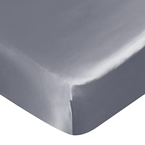 Image of Crib Sheets for Boys, Satin Fitted Crib Sheet Soft & Silky Baby Mattress Sheet (52"x28"x8") for Baby Boys and Girls, Great for Baby with Hair and Skin, Grey