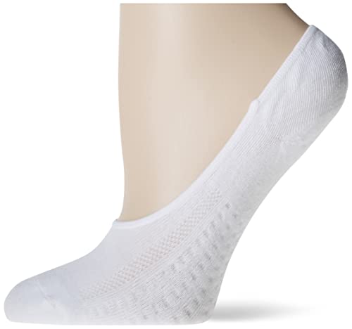 PEDS Women's Zoned Cushion Mid Cut No Show Socks, White (6 Pairs), Shoe Size: 8-12