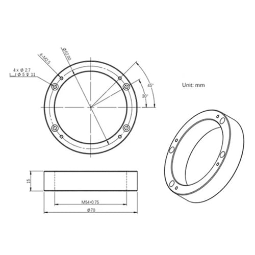 Adaptador M54 para telescopio astronómico con enfoque posterior de 55mm D70-M54F 2