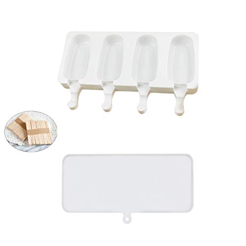 Moldes Para Paletas de Hielo de Silicona, Molde de Paleta de Hielo con 50 Palitos de Paleta, Moldes de Hielo sin BPA, adecuados para niños, bebés y adultos que hacen paletas