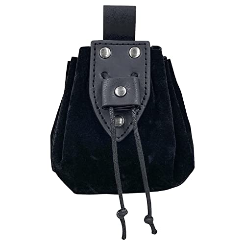 HiiFeuer Vintage Medieval Faux Leather Drawstring Pouch, Middle Ages Portable Coin Purse