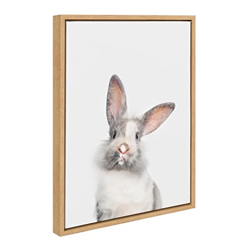 Kate and Laurel Sylvie Animal Studio Male Rabbit Framed Canvas Wall Art by Amy Peterson Art Studio; 18x24 Natural; Whimsical Fun Animal Nursery Art for Wall