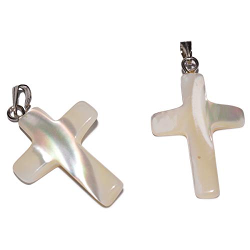 JV Schmuck Sendit Pendentif Bijoux - Croix en Nacre Ht 2,4cm - Croix pour Communion
