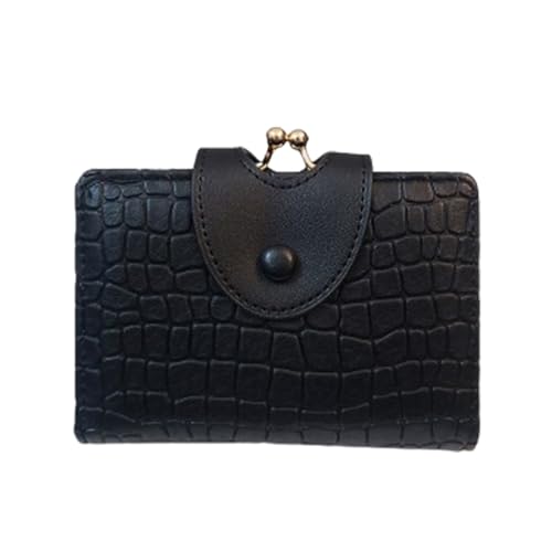 Women's Short Wallet with Removable Coin Purse, Stone Pattern Leather Card Holder for Ladies