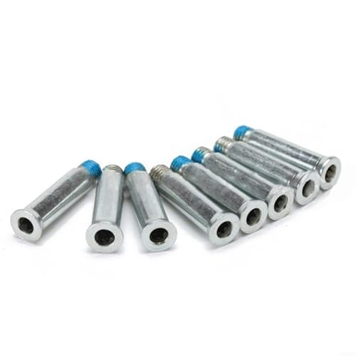 Opatiny Confezione da 10 bulloni per pattini a rotelle, 8 mm x 35 mm, bulloni a vite per stivali e pattini in linea con cuscinetti 608, dadi per ruote in metallo argentato