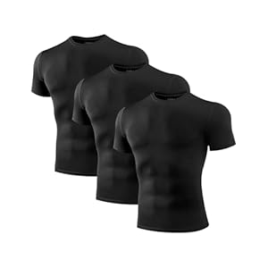 Niksa Compression Shirt Men, 3 Packs Short Sleeve Gym T Shirts Men’s Muscle Fit T-Shirt Breathable Active Wear T Shirt Base Layers Quick Dry Clothes Tops for Work Running Cycling Sports Training