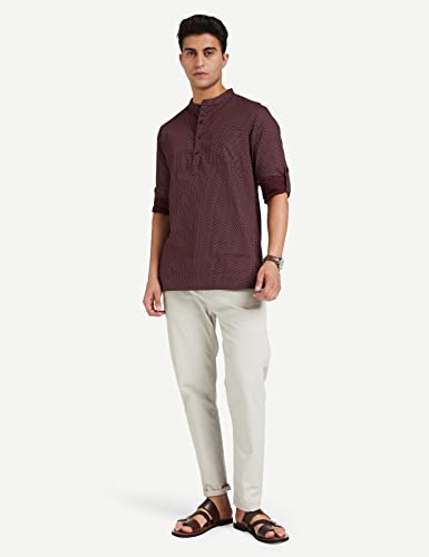 Image of Amazon Brand - Symbol Men Cotton Printed Short Kurta (Regular Fit)