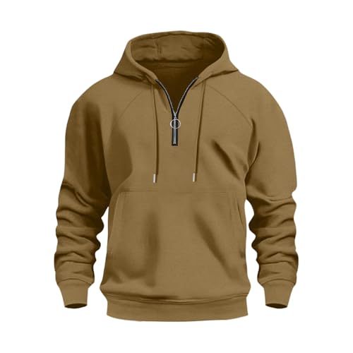 Hoodies for Men Midwight Fleece 1/4 Zip Up Hoodie Pullover with Hood Casual Basic Plain Pullover Sweatshirt3