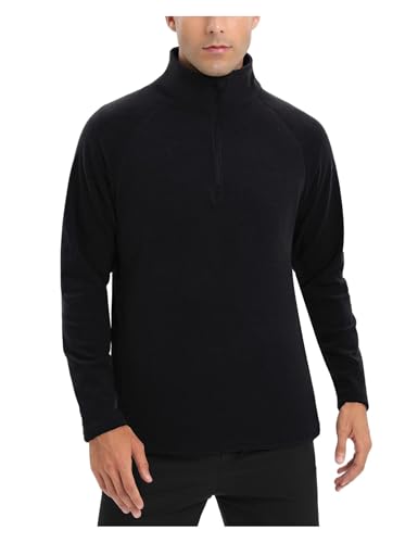 Men's Winter Fleece Lined Quarter Zip Pullover for Running in Dark Gray Sizing