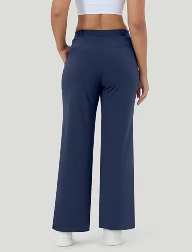 Image of Wide Leg Work Pants for Woman Stretchy Office Slack Dress Pants Business Trousers with Pockets