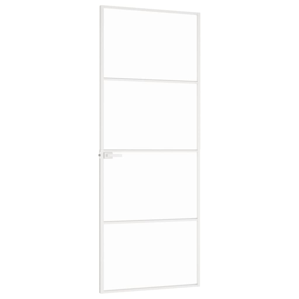 Drzwi wewnętrzne białe 76x201.5 cm szkło hartowane i aluminium SlimHardware materiały budowlane drzwi domowe