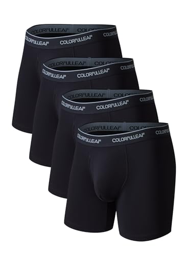 COLORFULLEAF Men's Underwear Boxer Briefs Rayon Made From Bamboo Underwear for Men Suport Pouch With Open Fly