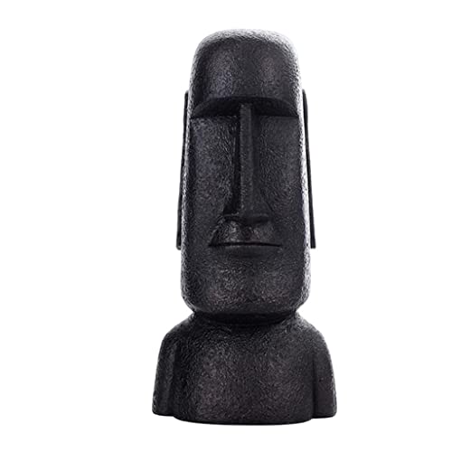 1pc statue de de Pâques style rétro Moai tête Sculpture pour les ornements, Noir B