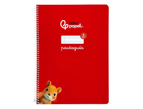 Liderpapel Cuaderno espiral a4 pautaguia tapa blanda 80h 75 gr cuadro pautado 3mm color rojo