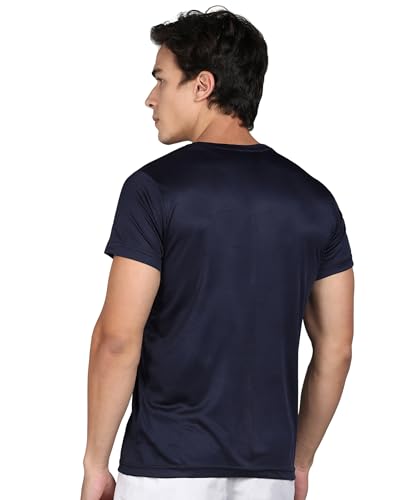 Image of Rodya Men's Solid Navy Blue Active Wear Short Sleeve Athletic T-Shirts for Gym, Running, Yoga, Crossfit