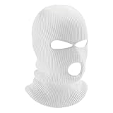 1 Piezas Pasamontañas Blanco, Máscara de Esquí, 3-Agujeros Pasamontañas, Balaclava para Ciclismo Deportes al Aire Libre (Blanco)