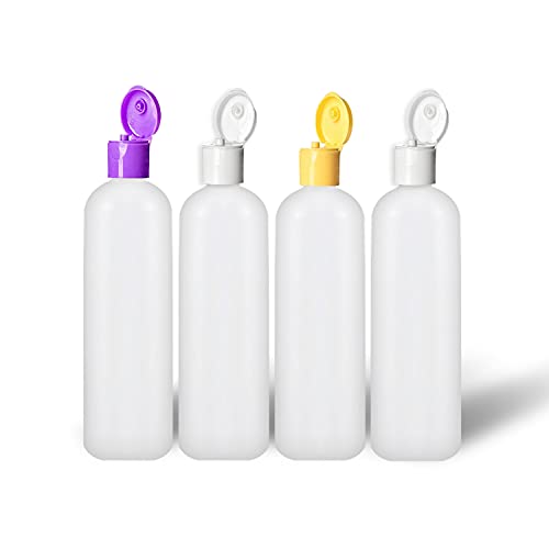 MoYo Natural Labs 4 oz Travel Bottles, Empty Travel Containers with Flip Caps, BPA Free HDPE Plastic Squeezable Toiletry/Cosmetic Bottles (Neck 20-410) (4 pack)