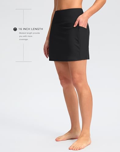G Gradual Women's 16" Swim Skirt with Pockets High Waisted Tummy Control Modest Swimsuit Bathing Suit Bottoms for Women3