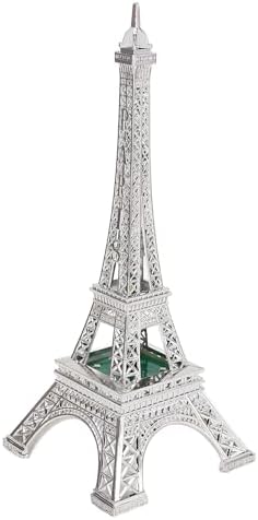 LED Eiffel Tower Lamp,10inch Light Up Eiffel Tower Ornament,Metal Tower Architecture Decoration Tourist Bronze Tower,Eiffel Tower Statue Decor for Desk Bedroom Decoration (Silver Plated)