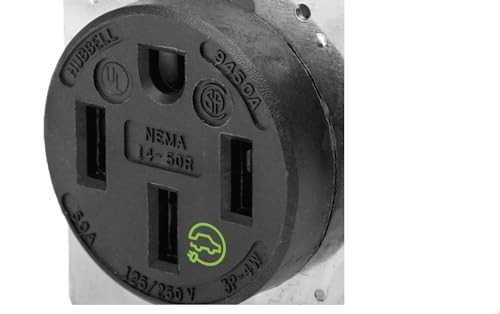 Image of Hubbell HBL9450A Straight Blade Device Receptacle, RTP, Industrial Grade, 3-Pole 4-Wire Grounding, 50A 125 /250V, 14-50R