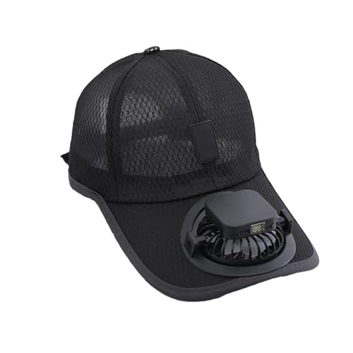 Cool Fan Baseball Caps Men Women 3 Adjustable Speed Solar Powered/USB Charging Fan Sun Hats Large Brim Sun Protection Cycling Camping Fishing Travel Tennis Golf Beach Mesh Caps Topee Black