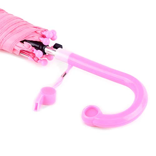 Bg Children's Kid's Solid Pink Color Auto Open Lightweight Umbrella With Novelty Whistle #TOP4