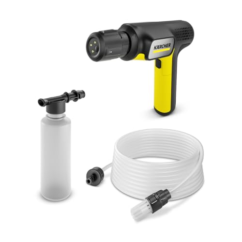 Kärcher Limpiadora Manual portátil OC Handheld Compact, Amarillo, Batería Iones de Litio, presión 15 Bar, 0.8 kg, Manguera 5 m, detergente, Multi Jet 4 en 1, Cargador Cable USB