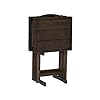 Pemberly row modern 5 piece rubberwood and oak veneer tray table set with nicely sized top 4 charming tray tables in gray  urban country home decor