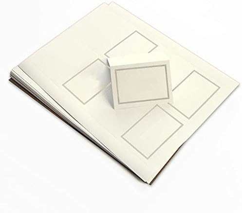 4up Printable Foil Place Card - White Silver, 25 Pack