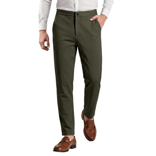 GINGTTO Mens Skinny Pants Tapered Leg Stretch Slim Fit Dress Pants for Men
