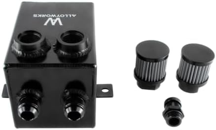 Universal 2L 12AN oil breather catch tank can +filter +drain Aluminium black Twin Baffle Dual Filter Engine Oil Catch Can Tank Reservoir AN12