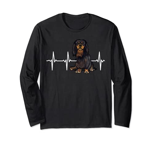 English Toy Spaniel Heartbeat Dog Lover Long Sleeve T-Shirt, Black