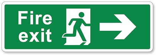 PrintR Fire Exit Right Arrow Sign 300 x 100 mm Self Adhesive Vinyl 1 Pack
