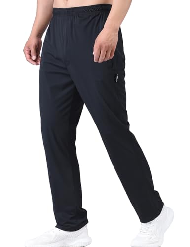 Zoulee Men's Elastic Waist Zipper Fly Hiking Pants Quick-Dry Lightweight Outdoor Sweatpants3