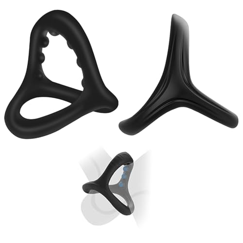 Mayoii 2PCS Triangle Cock Ring, Black Silicone Penis Ring, Sex Toys for Men, Stretchy Cock Rings Male Sex Toys for Longer Erection, for Couples Gay Mens Sex (A)