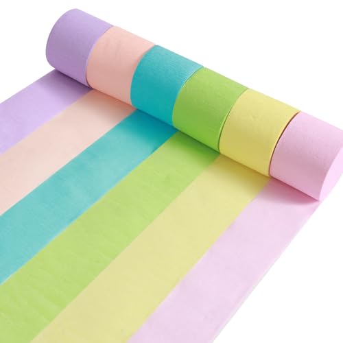 Image of Streamers Party Decorations, Party Supplies Crepe Paper Streamers 6 Colors 492ft for Birthday Decor, Baby Shower, Bachelorette Party, Wedding & Party Decor (Style C)