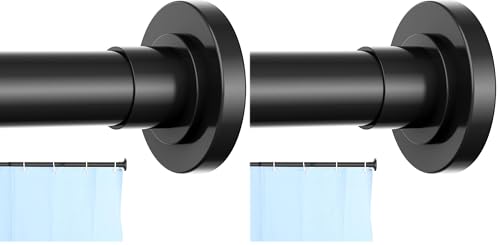 Image of CorkLatta Black Shower Curtain Rod 31 to 68 Inch,1 Inch Diameter Adjustable Spring Tension Stainless Steel Telescoping Rod,Easy Install,No Rust (Pack of 2)