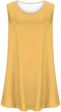 Womens Plus Size Tunic Tops Loose Fit Summer Casual Shirts Sleeveless Crewneck Flowy Blouses Wide Strap Camisole Yellow — view 3