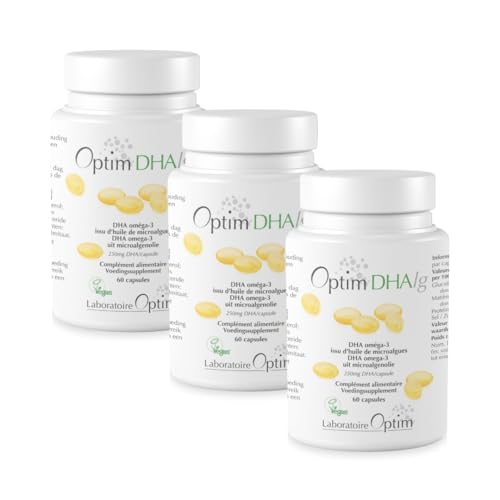 PACK 3 x Optim DHAlg 3x60 Cápsulas Omega 3 Vegano DHA Aceite de Algas | Complemento Altamente Dosificado 250mg DHA por cápsula
