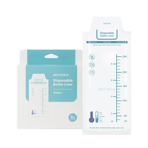 MOTHER-K Disposable Baby Bottle Liner, Must-Have Baby Travel Essentials, BPA Free (8oz, 100pcs)