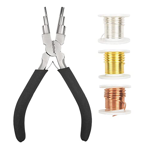 The Indivshow 6 In 1 Wire Bending Bail Making Pliers Comfort Grip Handle With Jewelry Copper Wire Bending Tool For Jewelry Making 3-10Mm Wire Looping And Jump Ring #TOP15