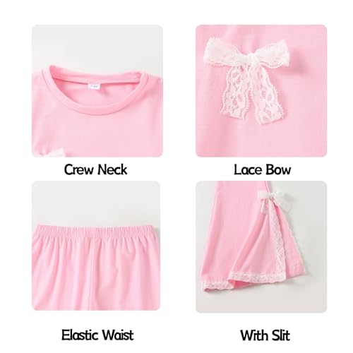 Image of OLMRJKD Kid Toddler Girl Clothes Outfits Short Sleeve Butterfly Top Flared Leg Pants Summer Clothing Set