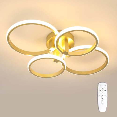 DELIPOP Plafonnier LED Dimmable, 56W 6300LM Luminaire Plafonnier Moderne avec Télécommande/APP, Lustre LED en Aluminium pour Chambre Salon Salle à Manger,...