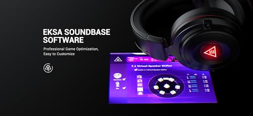 Image of EKSA E900 Pro Gaming Wired Over Ear Headphones with Virtual 7.1 Surround Sound, Noise Cancelling with Mic & Led, Compatible with PC, PS4, PS5, Xbox One (RED and Black)