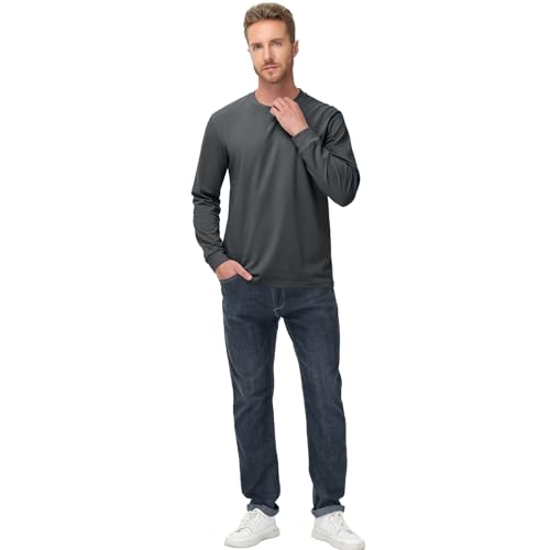 Men's Heavy Weight Long Sleeve T Shirt Crew Neck Comfort Colors Sweatshirt Cotton Thick Pre Shrunk Shirts3